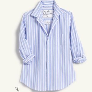 Frank & Eileen BARRY Tailored Button-Up Shirt Blue Yellow Multi Stripe size XL